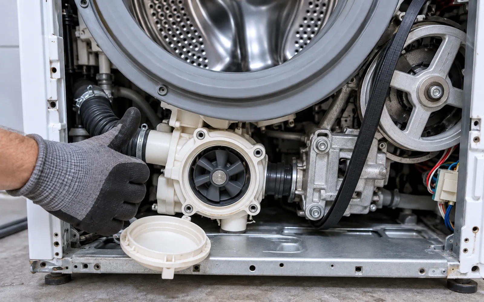 Technician completing appliance checks after an approved repair