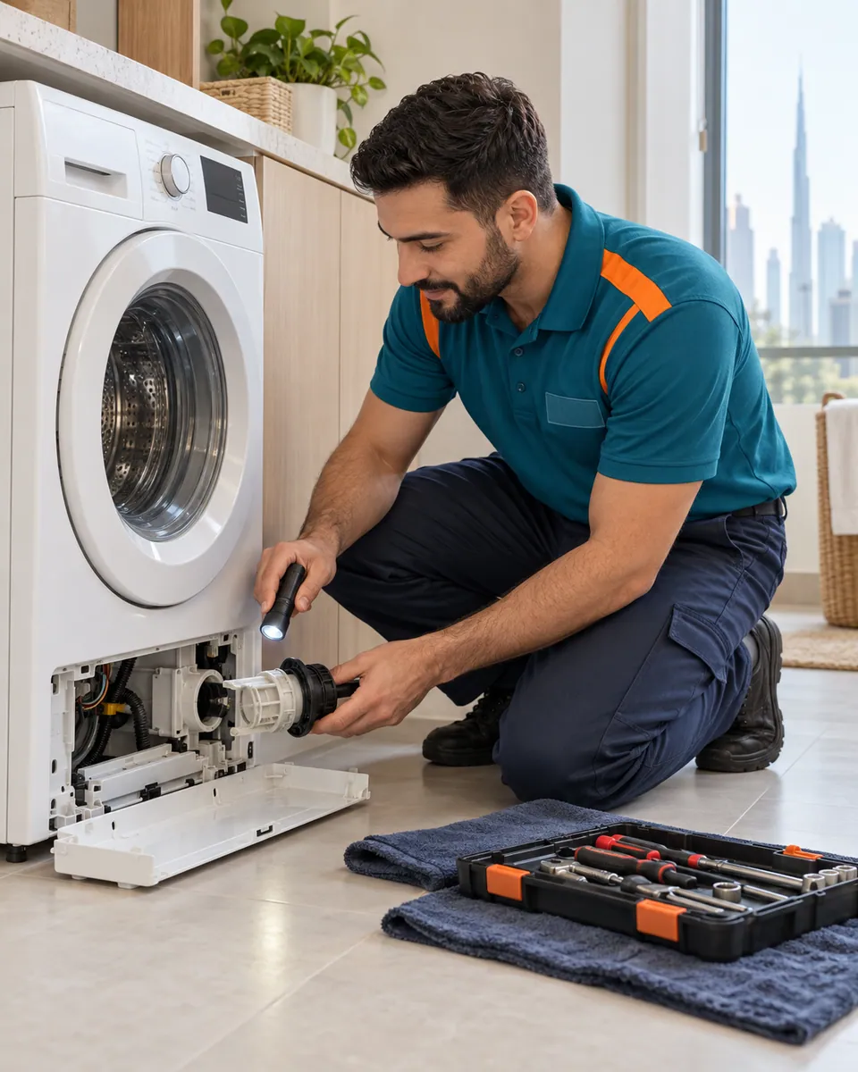 Miele washing machine repair service request in Dubai